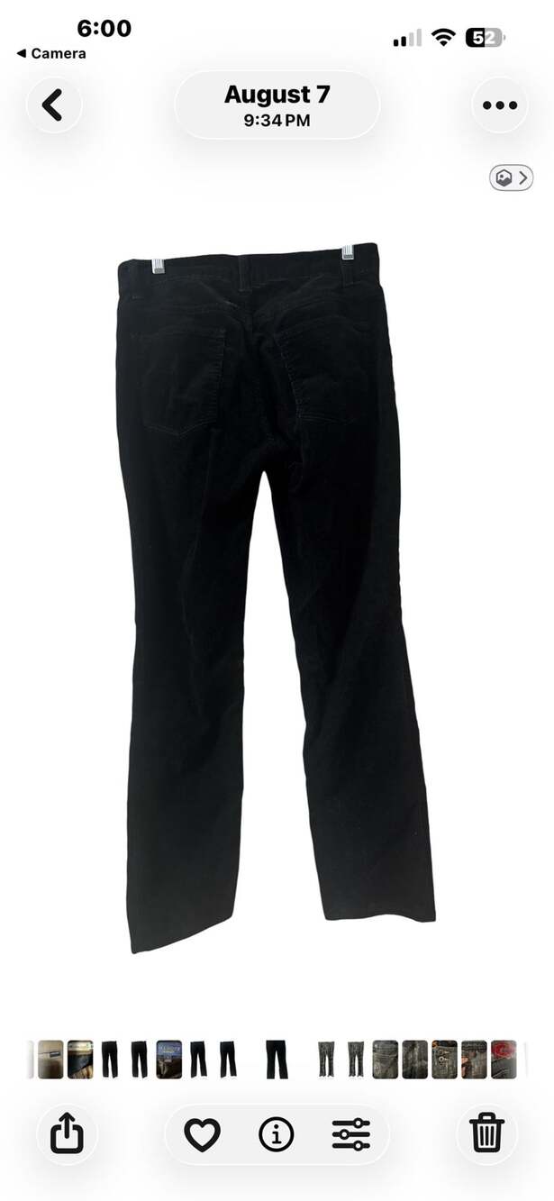 Talbots Womens Black Corduroy Straight Leg Pants Size 6